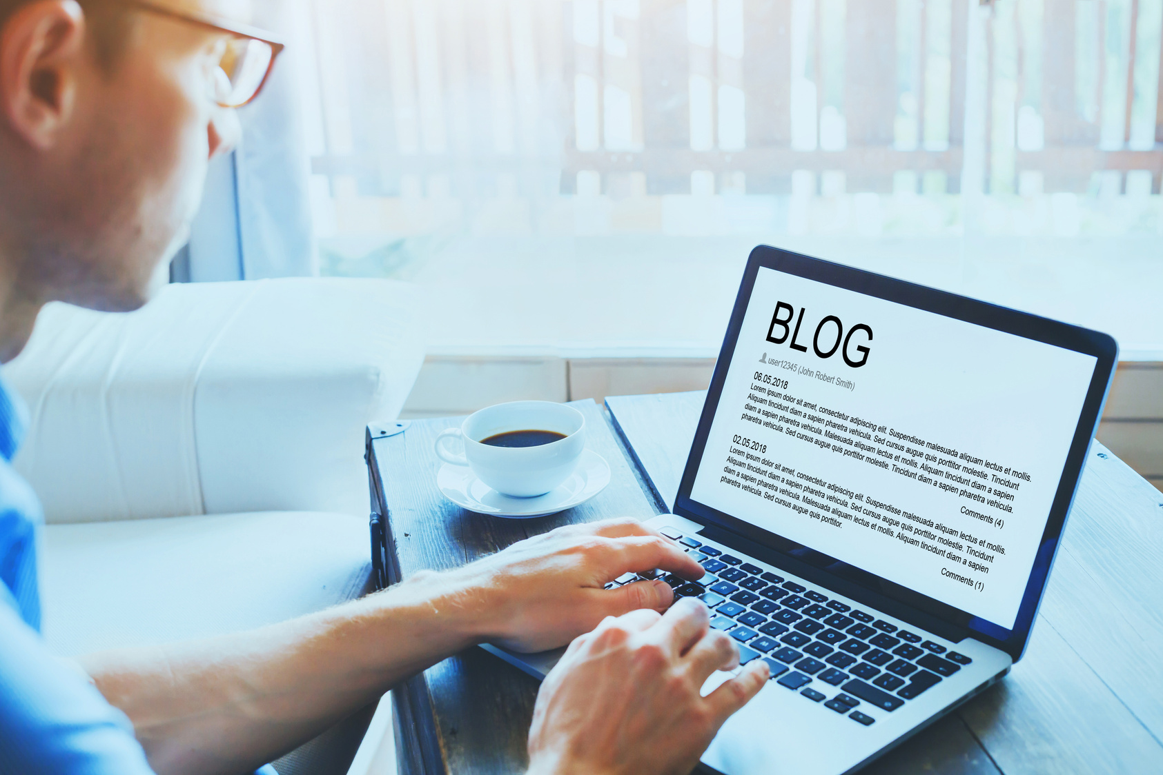 blog, blogger influencer writing new article, blogging